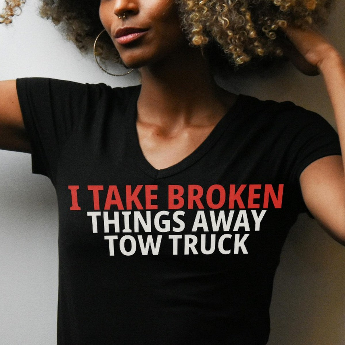 I Take Broken Things Away Tow Truck Shirt detail view