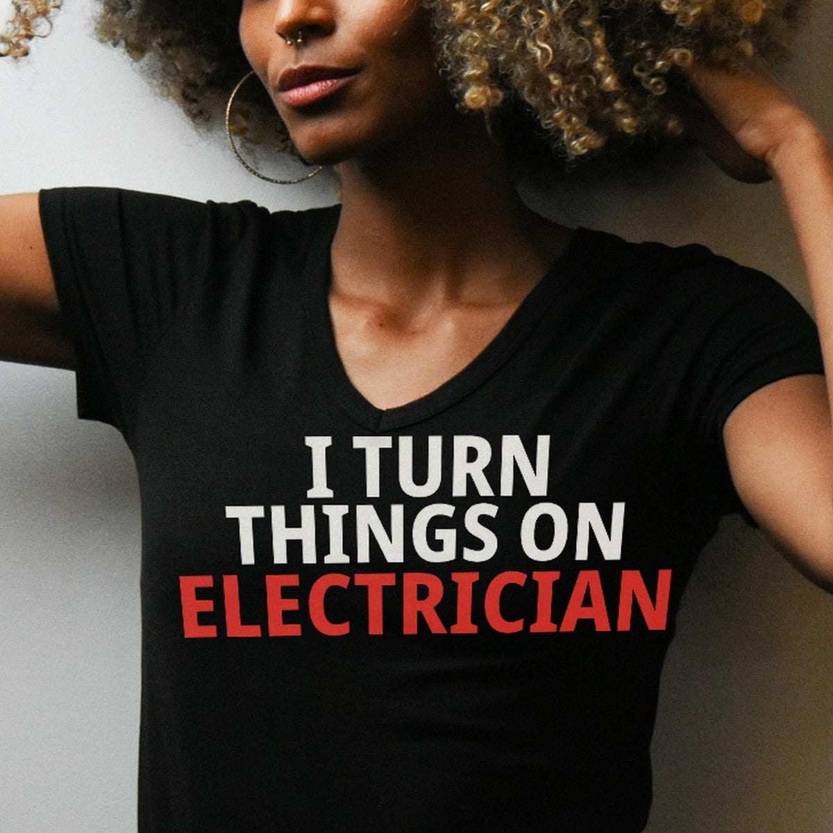 I Turn Things On Electrician Shirt detail view