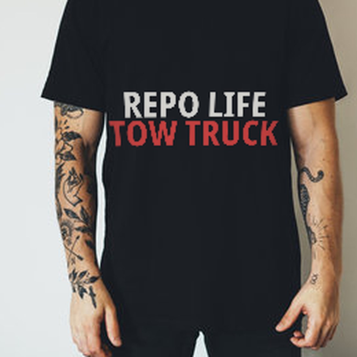 Repo Life Tow Truck Shirt lifestyle view