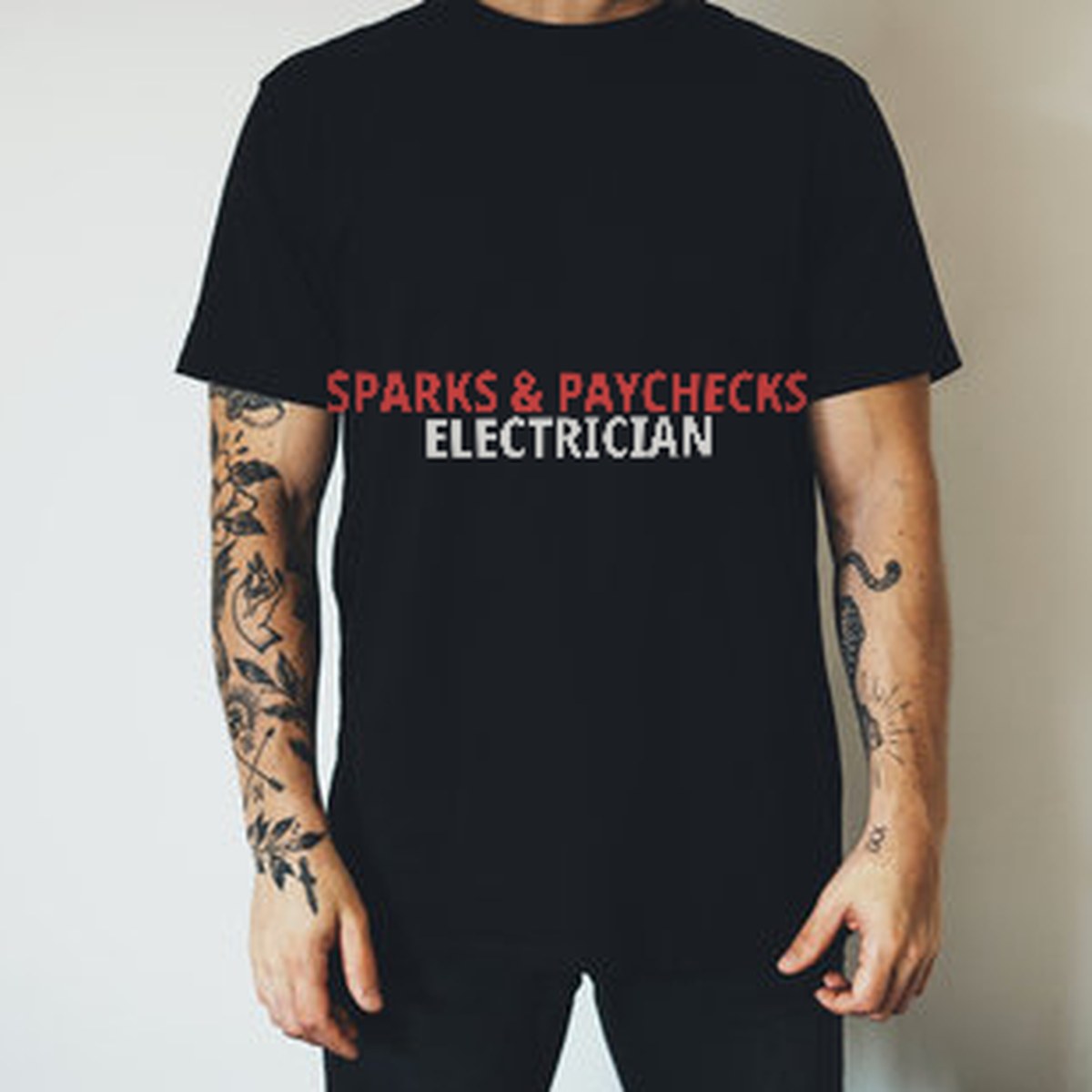 Sparks & Paychecks Electrician Shirt detail view