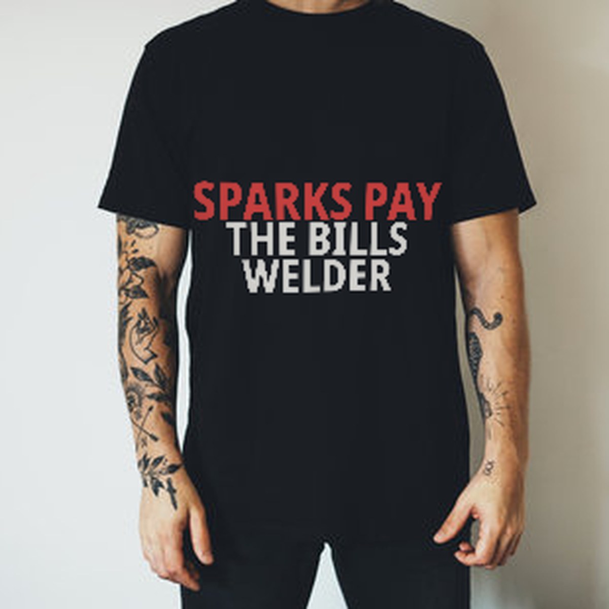 Sparks Pay The Bills Welder T-Shirt detail view