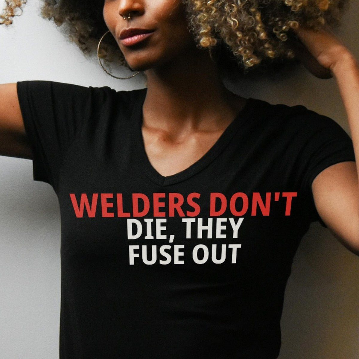 Welders Don’t Die, They Fuse Out Welder T-Shirt detail view